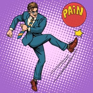 'man kicking pain away'