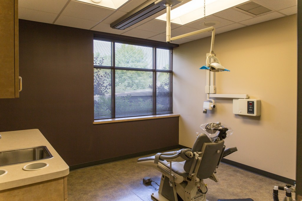 Patient room with dental chair